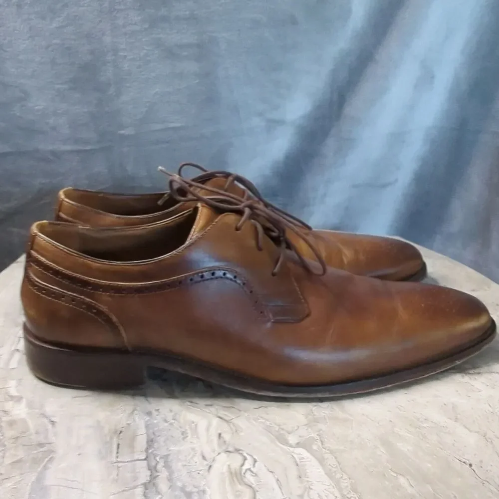 Johnston Murphy Sheepskin Medallion Toe Oxford Brown Leather 15-1760 Sz 11 M‎